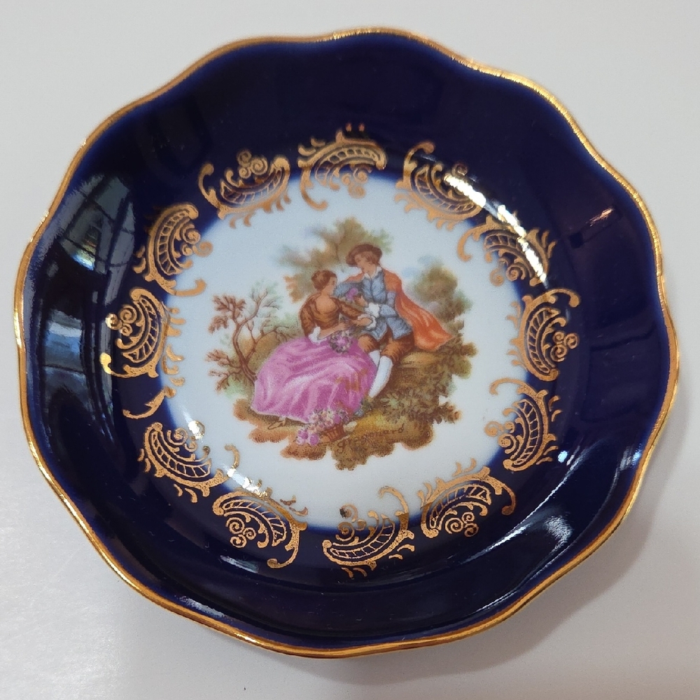 Limoges Blue and Gold Decorative Plate